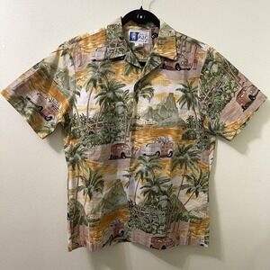 Vintage RJC Hawaii Aloha Shirt Small Tropical Surf Woody Wagon Made USA